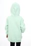 Mint Green Girl's Oversized Hooded Pocket Embroidery Printed Slit Sweatshirt - 3 Thread Raised Embroidery - 5