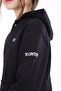 Black Girl's Oversized Hooded Pocket Embroidery Printed Slit Sweatshirt - 3 Thread Raised Embroidery - 3
