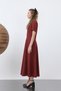 Women's Short Sleeve Midi Dress -32266Elb - Burgundy - 3
