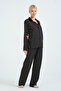 Women's Black Heart Pattern Cotton Long Pajama Set – Soft and Comfortable Loungewear - 7