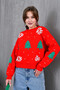 Women's Crew Neck Patterned Glittery Loose Knit Sweater - 3