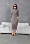 Women's Turtleneck Knit Detail Winter Knit Kelbise - 3
