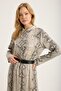 Python Patterned Shirt Collar Dress - 4
