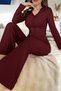 Burgundy Soft Cotton Bow Detail Long Sleeve Women's Pajama Set - 2