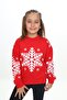 Red Girls' Relax Fit Crew Neck Drop Shoulder Printed Sweatshirt - 2 Thread - 2