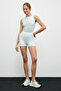 Movexa Women's Flexible and Soft Textured Round Neck Gathered Front Halter Back Gray Bustier - 5