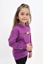 Purple Girl's Relax Fit Hooded Off Shoulder Printed Sweatshirt - 2 Thread - 2