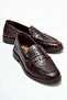 Genuine Leather Brown Crocodile Pattern Women's Loafer