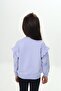 Light Lilac Girls' Relax Fit Crew Neck Drop Shoulder Printed Sweatshirt - Ruffled Sleeves & 2 Thread - 4