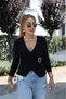 New Season Women's Viscose Double-Breasted Blouse Long Sleeve Buckle Detailed Stylish Model - 5