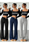 3-Piece Winter Black Gray Navy Wide-Leg Winter Sweatpants Set Plus Size Comfortable Fabric