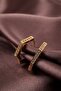 White Jewelled Quadrilateral Gold Hoop Earrings - 2