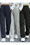 3-Piece Winter Black Gray Navy Wide-Leg Winter Sweatpants Set Plus Size Comfortable Fabric