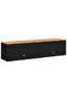 Garden Storage Box Black 220x50x54 cm Poly Rattan Acacia Wood - 5