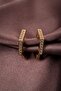 White Jewelled Quadrilateral Gold Hoop Earrings - 4