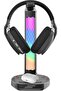 Gaming RGB Headphone Stand, Wireless Charging & USB-C Hub with Screen Lamp 5W - Black