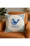 Digital Printed Blue Bird Patterned Vintage Throw Pillow Case 43X43 cm
