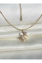 Four-Leaf Clover Steel Necklace with Pearlescent Zircon Stone, Tarnish-Resistant Steel, Lucky Gift