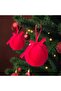 New Year Ball 8cm Velvet 3-Piece with Bow Red Ast7261