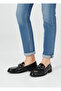 Black Patent Leather Women's Loafer Shoes - 7