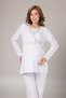 Women's Gray Jacquard Shawl Collar Winter Double-Breasted Cotton Maternity Pajamas Set with Dressing Gown 3-Piece Pajama Set - 4