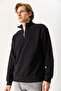 Men's Bruce Mock Neck Half Zip Sweatshirt 100% Cotton - Black - 6