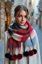 Women's Pompom Shawl Scarf - 2