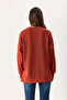Women's Crew Neck Side Slit Regular Fit 3 Thread Sweatshirt 100% Cotton - Tile - 8