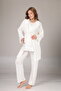 Women's Ecru Jacquard Shawl Collar Maternity Dressing Gown 3-Piece Pajama Set - 8