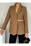 Lined Short Cashmere Leya Jacket with Side Belt Detail - 6