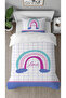Love Rainbow Square Patterned Digital Printed Specially Designed Stylish Children's Duvet Cover Set Without Sheets