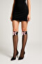 Women's Black 20 Denim Below-Knee Thick Elastic Bow Transparent Socks - 4