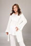 Women's Ecru Jacquard Shawl Collar Maternity Dressing Gown 3-Piece Pajama Set - 7