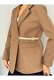 Lined Short Cashmere Leya Jacket with Side Belt Detail - 5