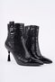 Women's Heeled Boots Snake Pattern Patent Leather Gold Detail 9.5 cm Thin Heel Winter Elegant Stylish Modern Design - 4