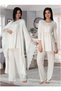 Women's Ecru Design Princess Sleeve Maternity Pajama Set 3-Piece Set (Effortt) - 4