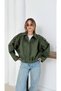 Trend New Season Khakigreen Suede Bomber Jacket Women