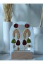 Lightweight Big Dangle Natural Stone Handmade Polymer Clay Earrings Special Design Steel Earring with Attachment - 4