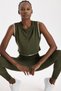 Contrast Piped Zero Sleeve Crop Top Dark Leaf Green - 5