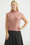 Mock Neck Sleeveless Knitwear Sweater - Rose - 3