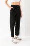 Women's Black Balloon Fit Double Pocket Modal Fabric Soft Textured High Waist Elastic Stretch Fabric Sweatpants - 3