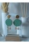 Mint Green Bead Charm Earrings Polymer Clay Steel Earrings Apparatus Women's Earrings Dangle Lightweight Earrings - 6