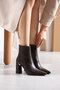 Yoro Women's Genuine Leather Zippered Heeled Boots Brown - 2