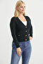 Buttoned Knitwear Cardigan with Pocket Detail - Black - 5