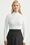 Half Fisherman Corded Fabric Bodysuit Knitwear Sweater - Bone - 3