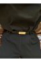Surge Rectangular Patterned Women's Gold Buckle Belt Waist Belt Coat Belt Dress Belt Trouser Belt