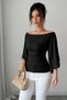 Women's White Boat Neck Flare Sleeve Draped Fit Blouse - 2