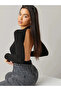 Women's Black Backless Crew Neck Long Sleeve Silk Jersey Snap Fastener Gathering Bodysuit