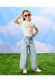 Girls Blue 5 Pocket Wide Leg Jeans - 2