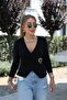 Women's Long Sleeve Double-Breasted Collar Buckle Detailed Viscose Blouse - 2